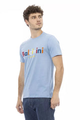 Elegante camiseta de manga corta de color azul claro