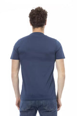 Chic Blue Baumwoll -T -Shirt mit vorderen Druck