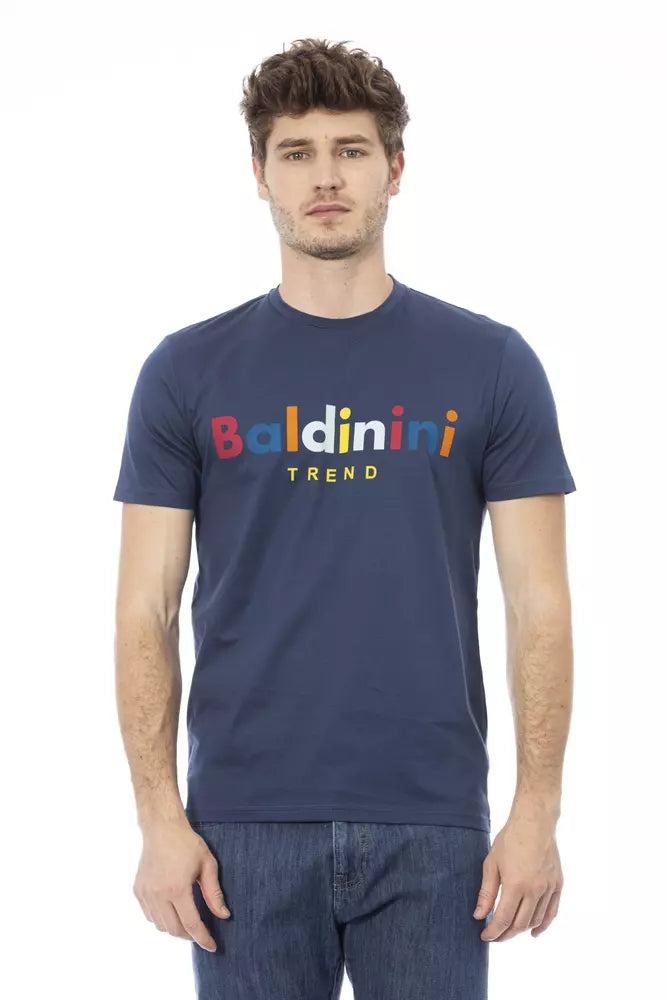 Elegant blau kurz Ärmel rundes Nacken -T -Shirt