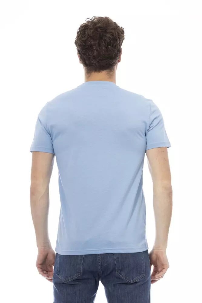 Elegante tee a maniche corte azzurra