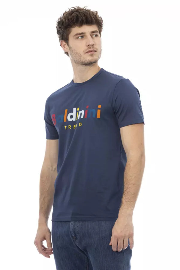 Elegant blau kurz Ärmel rundes Nacken -T -Shirt