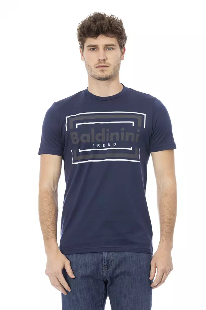 TEE de algodón azul elegante con estampado delantero