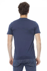 Elegant blau kurz Ärmel rundes Nacken -T -Shirt