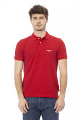 Polo élégant en coton rouge avec broderie chic