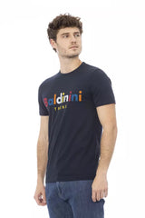 T-shirt en coton bleu chic avec imprimé avant