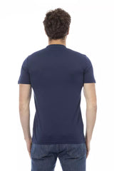 Chic Blue Baumwoll -T -Shirt mit vorderen Druck