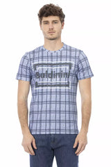 Light Blue Cotton Men T-Shirt