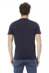 Chic Blue Baumwoll -T -Shirt mit vorderen Druck