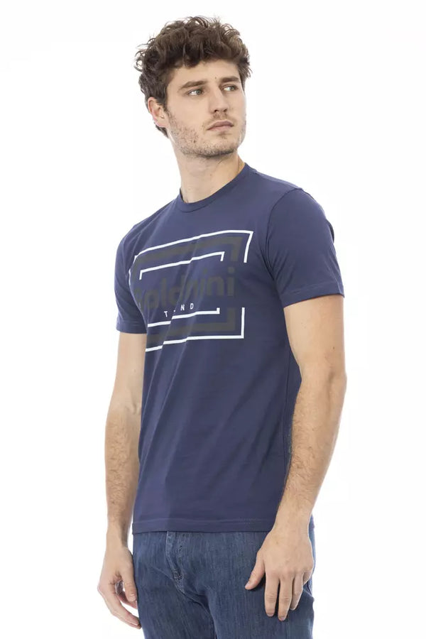 Chic Blue Baumwoll -T -Shirt mit vorderen Druck