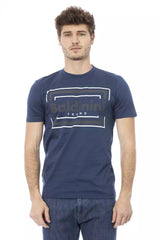 Chic Blue Baumwoll -T -Shirt mit Signature Frontdruck