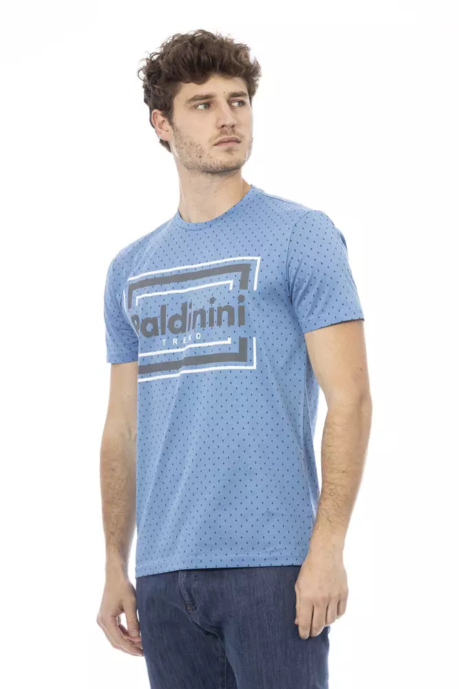 TEE de algodón azul claro elegante con estampado delantero