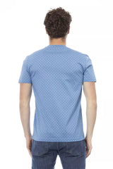 Chic hellblau Baumwoll -T -Shirt mit vorderen Druck