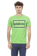 T-shirt en coton vert avec imprimé avant chic