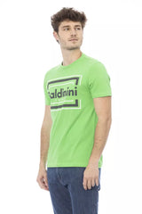 TEE de algodón verde con estampado frontal elegante