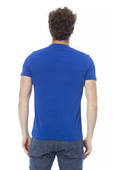 Chic Blue Baumwoll -T -Shirt mit vorderen Druck