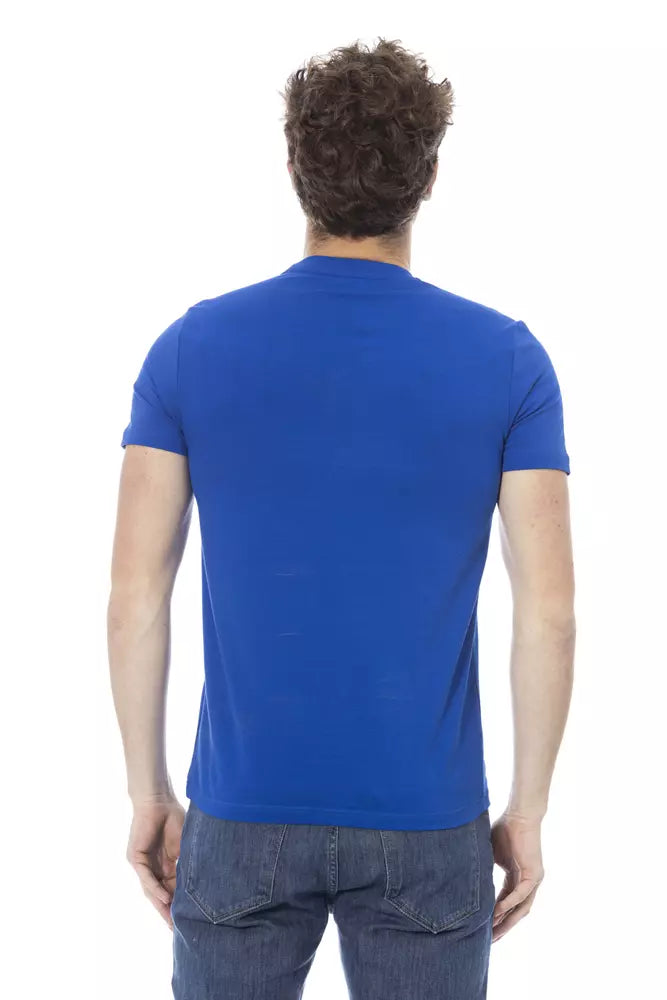 T-shirt en coton bleu chic avec imprimé avant