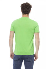 T-shirt en coton vert avec imprimé avant chic