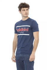 T-shirt en coton bleu élégant avec imprimé avant chic