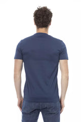 T-shirt en coton bleu élégant avec imprimé avant chic