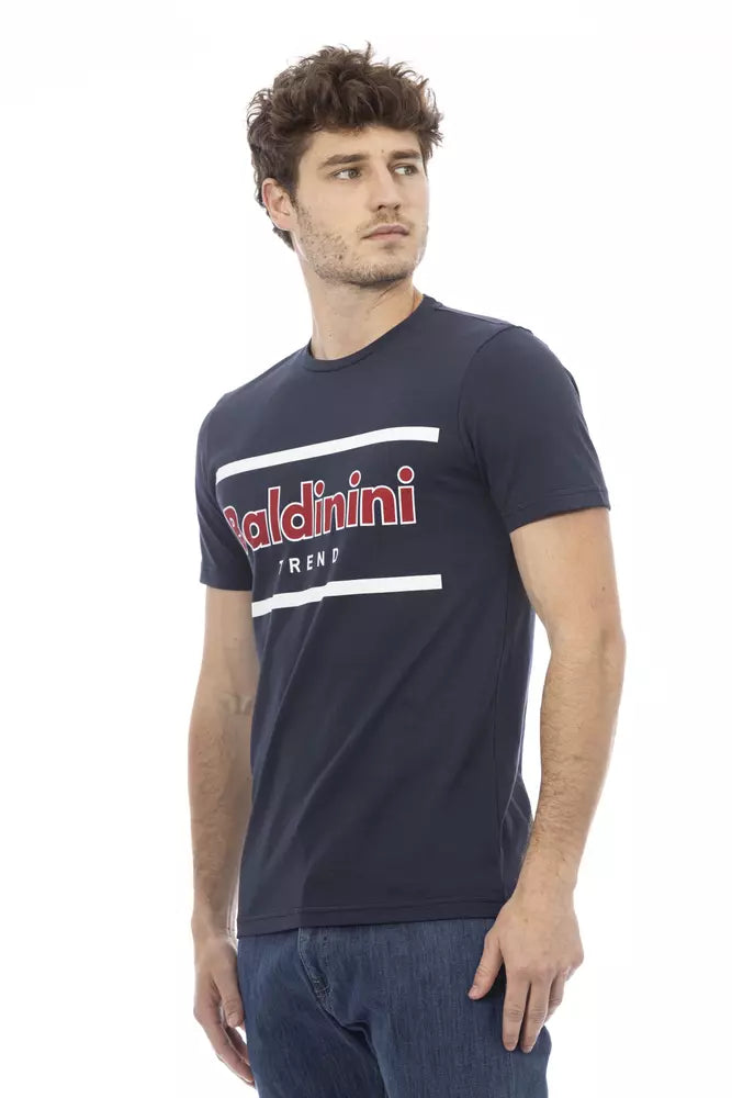 T-shirt à cou rond bleu élégant avec imprimé avant