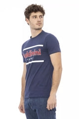 TEE de algodón azul elegante con estampado delantero