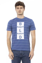 Chic Blue Baumwoll -T -Shirt mit vorderen Druck