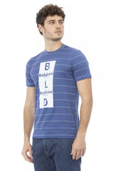 Chic Blue Baumwoll -T -Shirt mit vorderen Druck