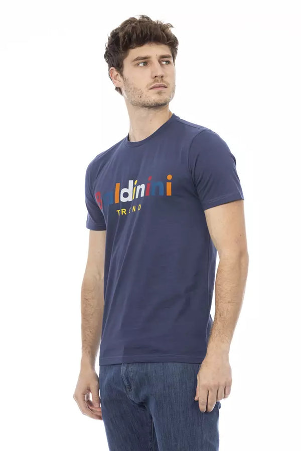 T-shirt en coton bleu élégant avec imprimé avant élégant