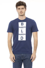 Chic Blue Baumwoll -T -Shirt mit vorderen Druck