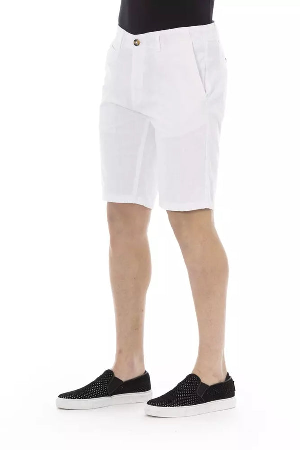 White Cotton Men Bermuda Shorts