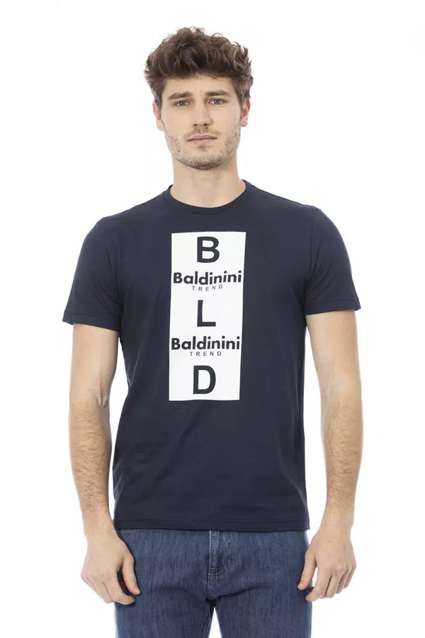 T-shirt en coton bleu élégant avec imprimé avant