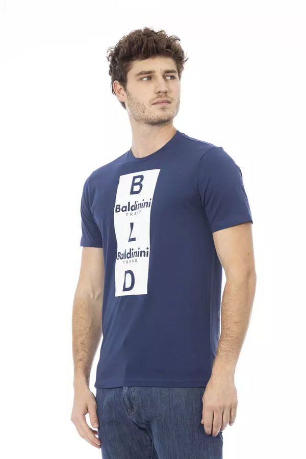 T-shirt en coton bleu chic avec imprimé avant