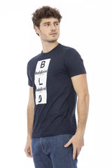 T-shirt en coton bleu élégant avec imprimé avant