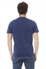 TEE de algodón azul elegante con estampado delantero