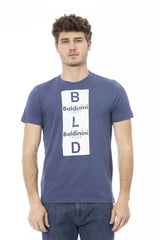 Chic Blue Baumwoll -T -Shirt mit vorderen Druck