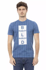 Elegantes hellblaues Baumwoll -T -Shirt mit schickem Druck