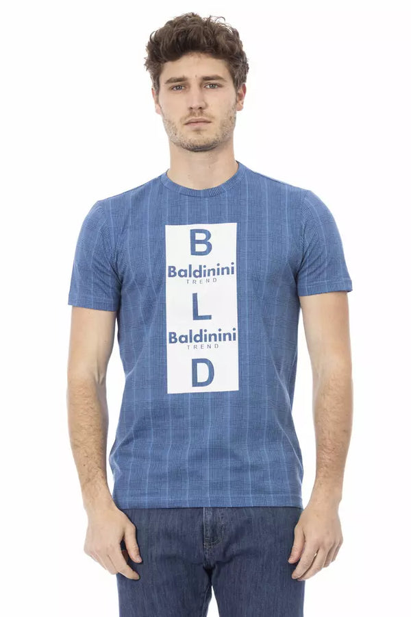 Elegante camiseta de algodón azul claro con estampado elegante