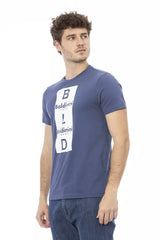 T-shirt en coton bleu chic avec imprimé avant