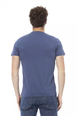 Chic Blue Baumwoll -T -Shirt mit vorderen Druck