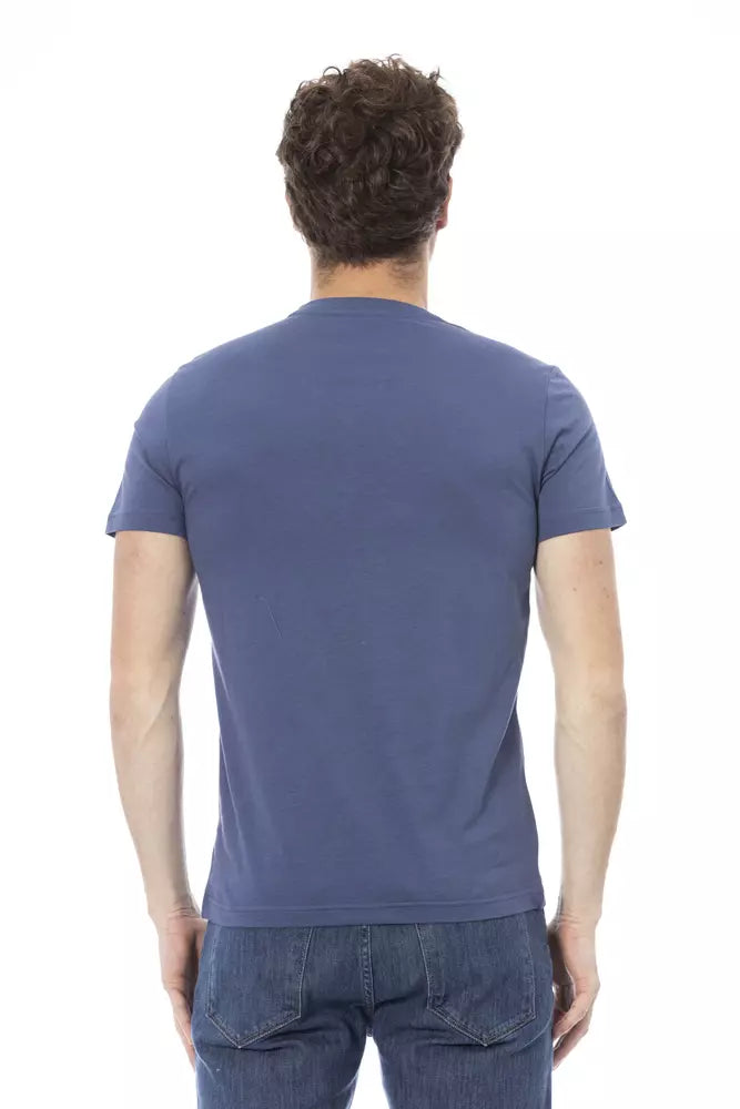 T-shirt en coton bleu chic avec imprimé avant