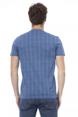 Elegante camiseta de algodón azul claro con estampado elegante