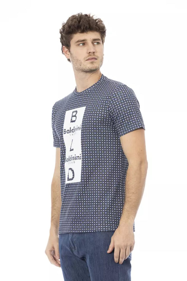 T-shirt en coton gris chic avec imprimé avant audacieux