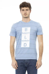 Light Blue Cotton Men T-Shirt