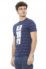 T-shirt en coton bleu chic avec imprimé avant