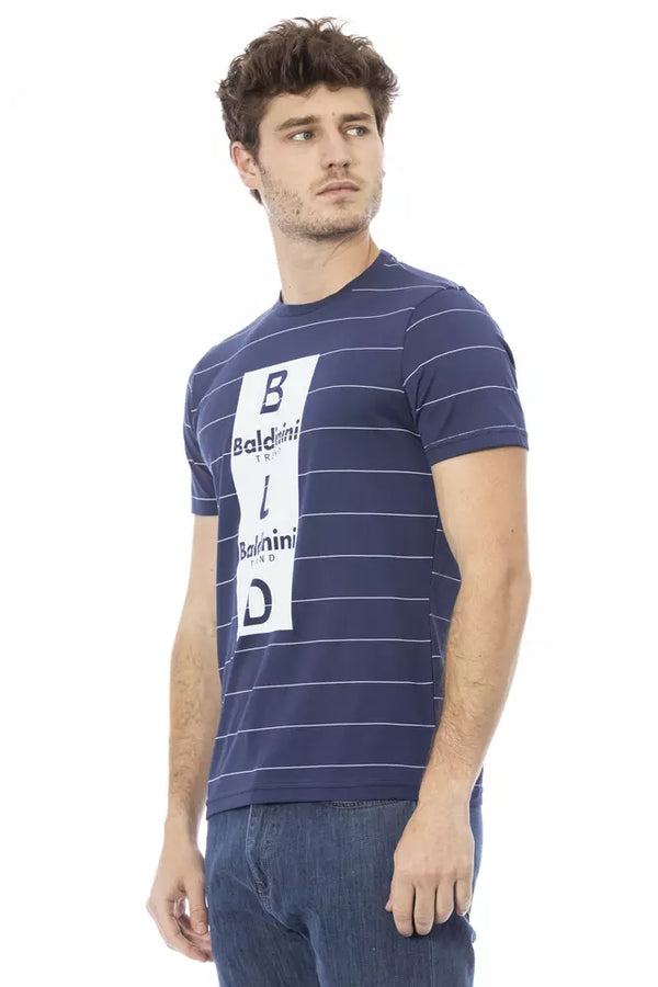 TEE de algodón azul elegante con estampado delantero