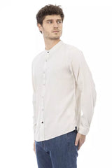 Camicia bianca da colletto mandarino chic per uomini