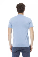 Light Blue Cotton Men T-Shirt