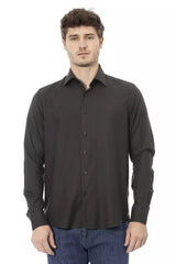 Elegante camisa de cuello italiano verde