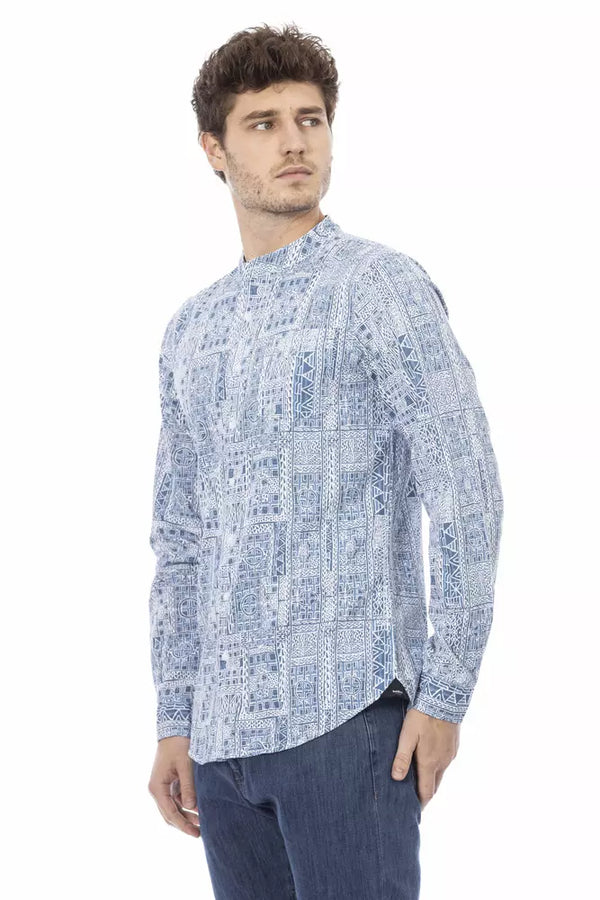 Camisa de algodón de cuello de mandarín elegante