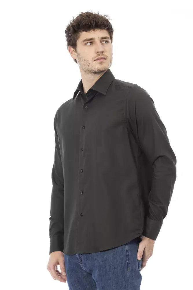 Elegante camisa de cuello italiano verde